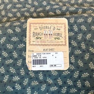 Double D Ranch Olive green Queen/full Flat Sheet with Leaf Design